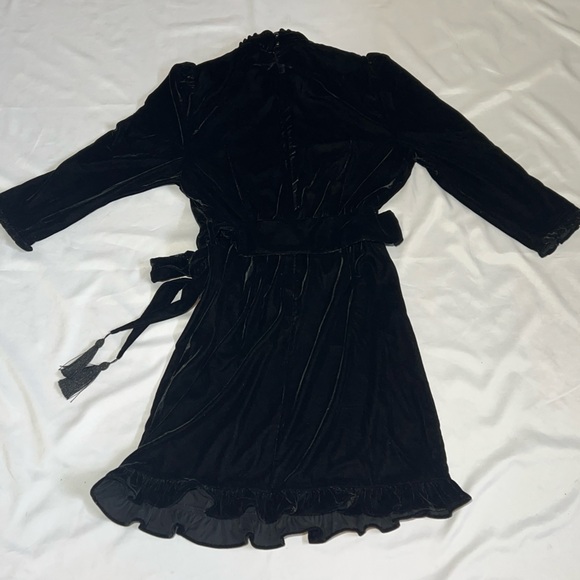 New KristinIt Black Velvet Sirsna Embroidered Heart Mini Dress Women’s Large - Picture 9 of 13